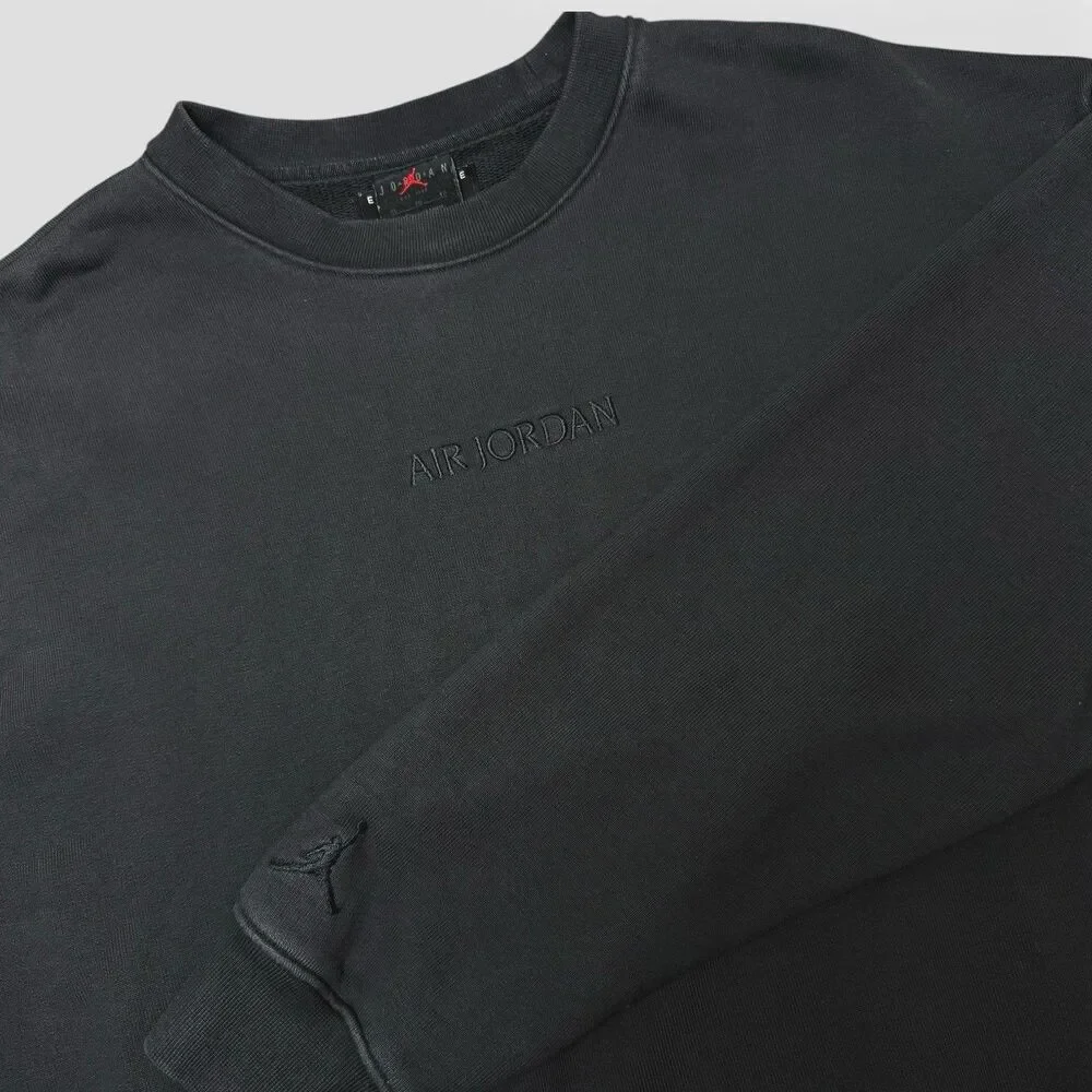 Y2k Air Jordan Embroidered Crewneck Sweatshirt Mens XL Black Pullover Streetwear